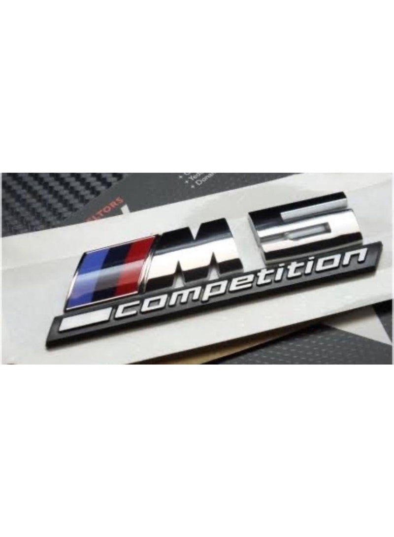 بي إم دبليو شعار BMW M5 Competition الخلفي المعدني اللامع باللون الأسود - - Image 2